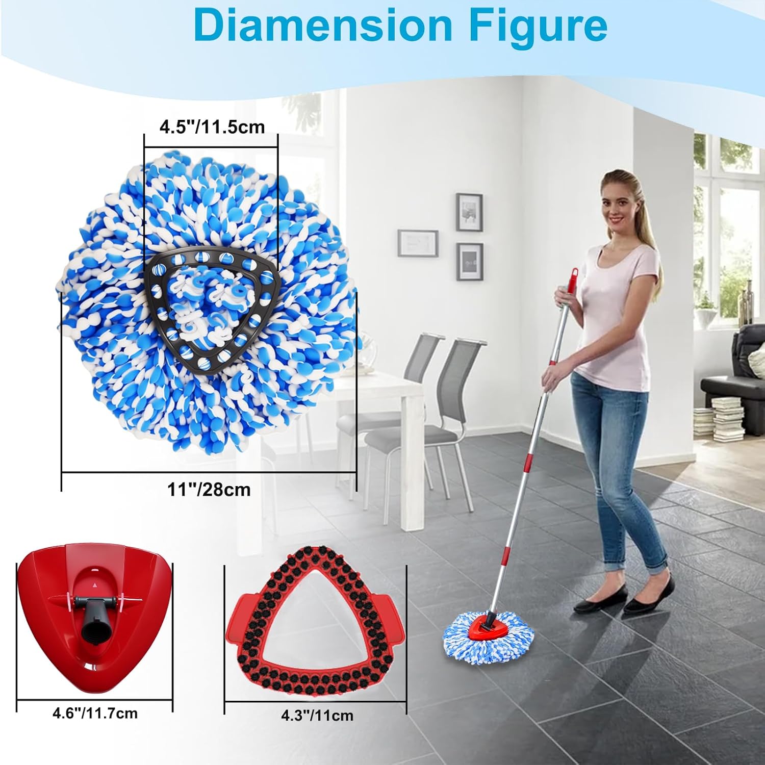 8-Pack Reusable Mop Head Replacement for O Cedar RinseClean 2-Tank System, Microfiber Spin Mop Refills Compatible with Vileda 2-in-1 Turbo Triangle