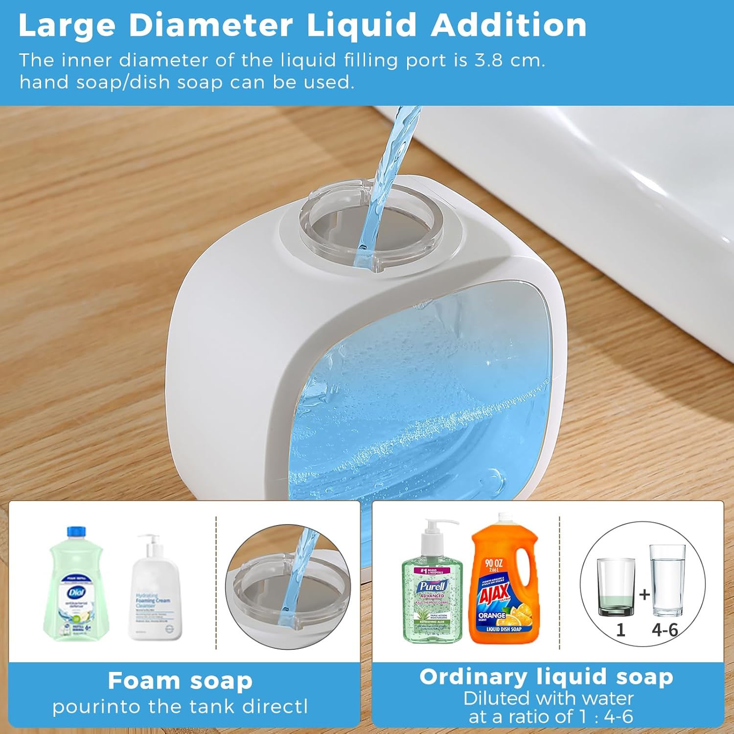 Automatic Foaming Soap Dispenser, 17oz/500ml Touchless Rechargeable with 4-Level Adjustable & IPX5 Waterproof - Level Display for Wall/Tabletop Use in Bathroom, Kitchen, White