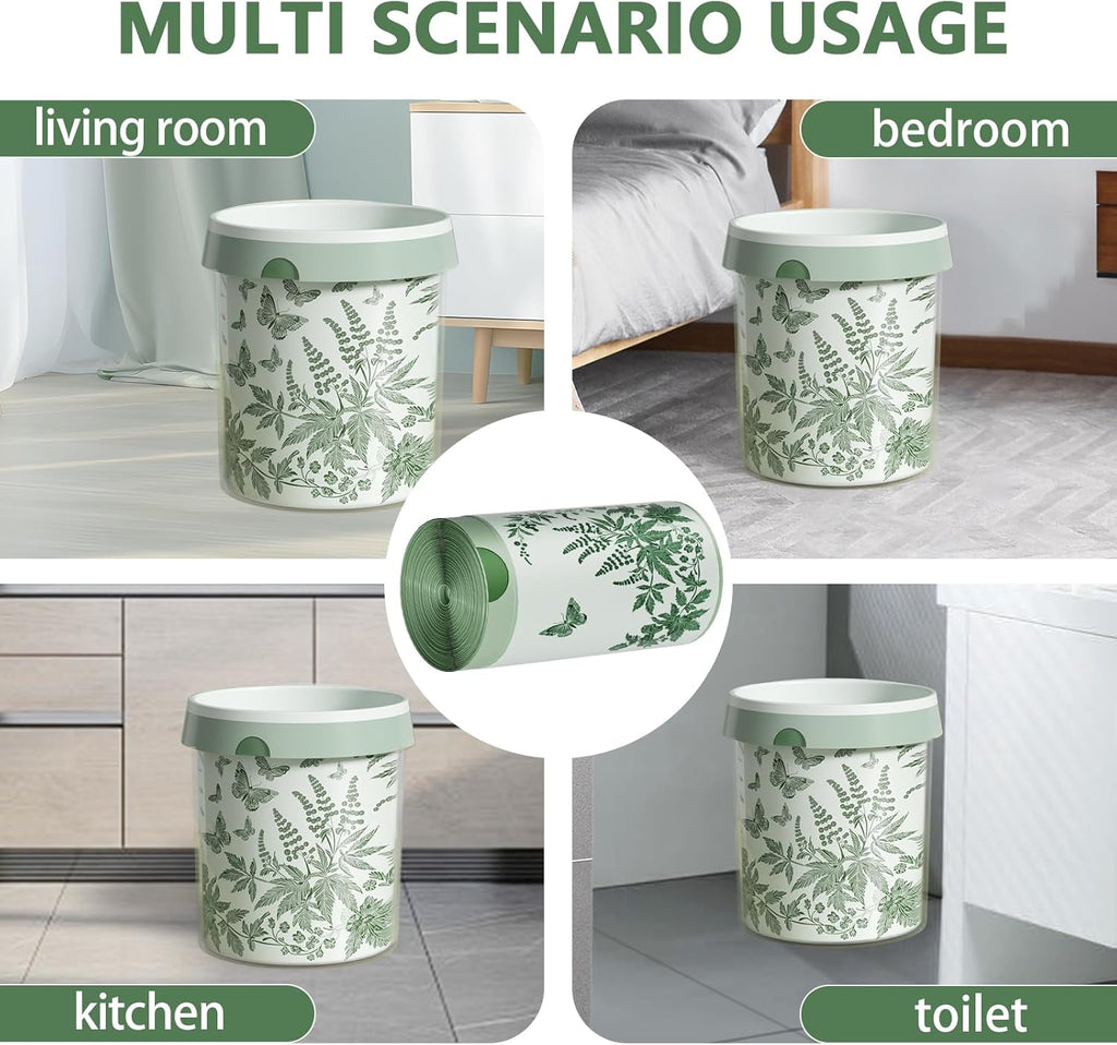 VOK 8 Gallon Trash Bags with Butterfly Printed & Sweet Wormwood Scent, Drawstring Medium Garbage Bags, Tear-Resistant & Fragrant Trash Can Liners, Trash Bags 8 Gallon for Home/Office, 125 Counts