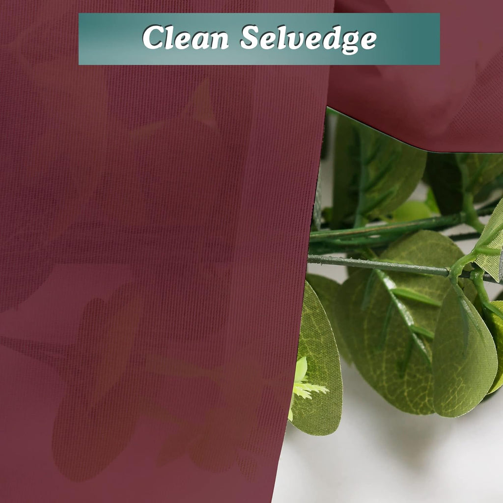 Chyhomenyc Burgundy Sheer Curtains 84 Inches Long 2 Panels Set, Light Filtering Voile Window Drapes for Bedroom Living Room, 42Wx84L Inch, Burgundy, 2PCS