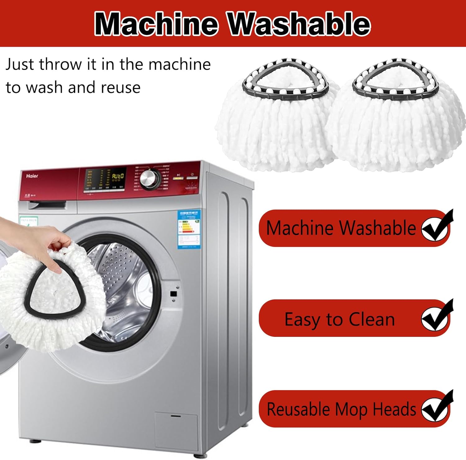 10 Pack Spin Mop Replacement Heads, 100% Microfiber Spin Mop Refill for Easy Wring, 360 Degree Spinning Mop Head Replacement Compatible with Triangle Spin Mop for Easy House Cleaning Floor Mopping