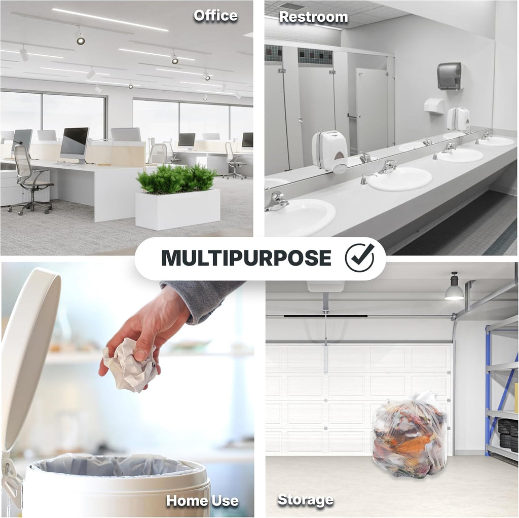 20-30 Gallon Trash Bags, 10 Micron High Density Garbage Can Liners Bulk, 30" x 37", Natural Clear, 500 Count