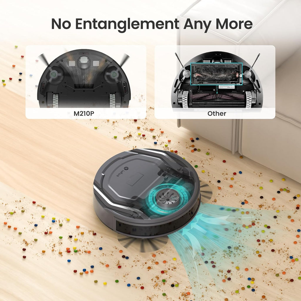 Lefant M210P Robot Vacuum Cleaner, Super Thin, Powerful Suction, Quiet, Self-Charging, Ideal for Pet Owners, Cleans Hard Floors to Medium-Pile Carpets, 120 Mins Runtime, APP/WiFi/Alexa Control, Gray