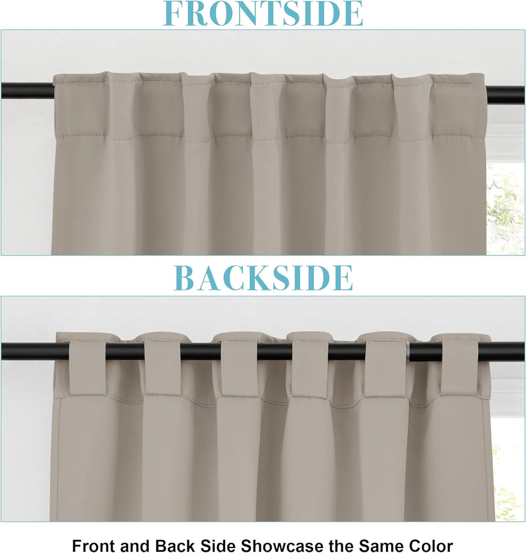 RYB HOME Blackout Curtains 80 inches Long Thermal Insulating Large Window Curtains for Living Room Sliding Glass Door Dining Home Office Backdrop, Sand, W 42 x L 80 per Panel, 2 Panels