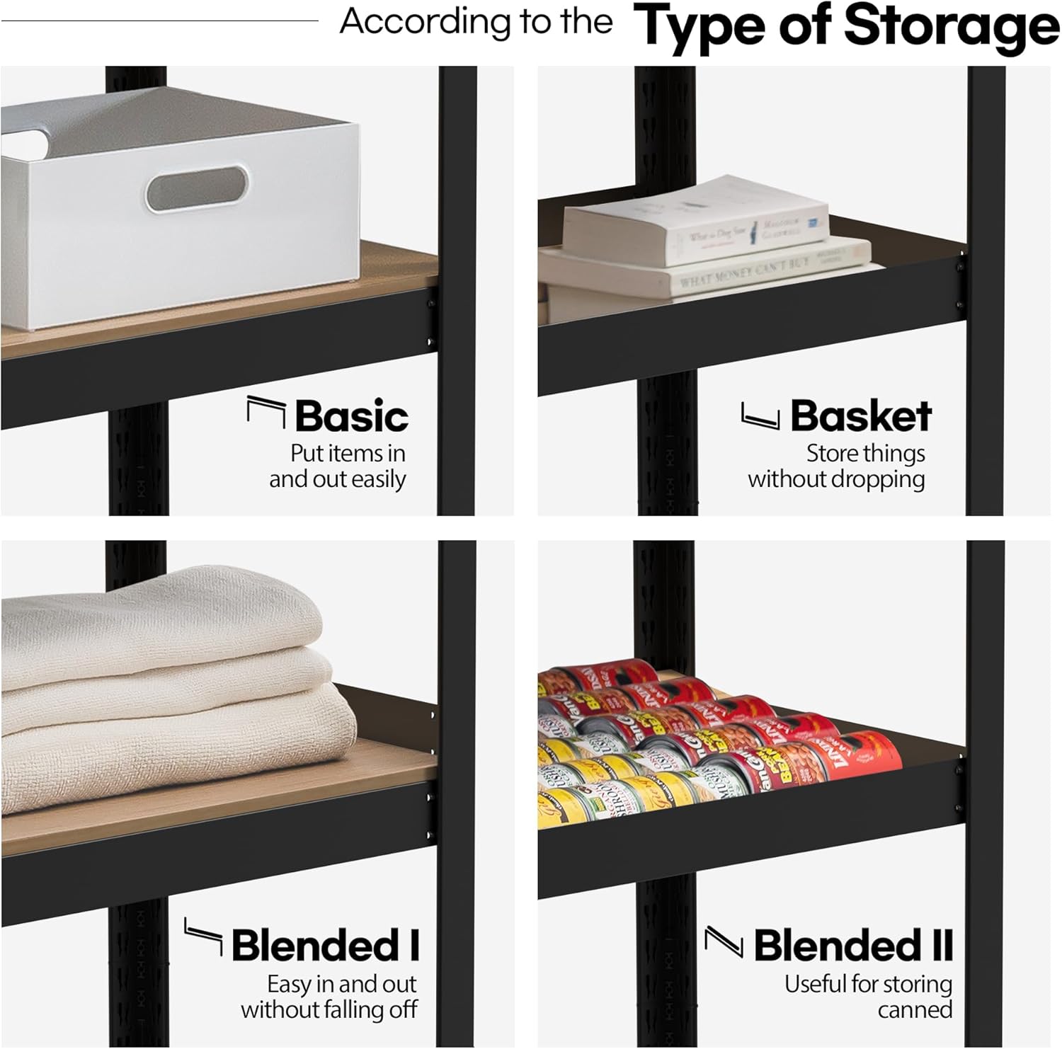 HOMEDANT House Black 5-Tier Laminated Metal Shelving Unit Adjustable Storage Utility Rack Heavy Duty Shelves Organization Shelf Kitchen Garage Pantry Closet 4Pack