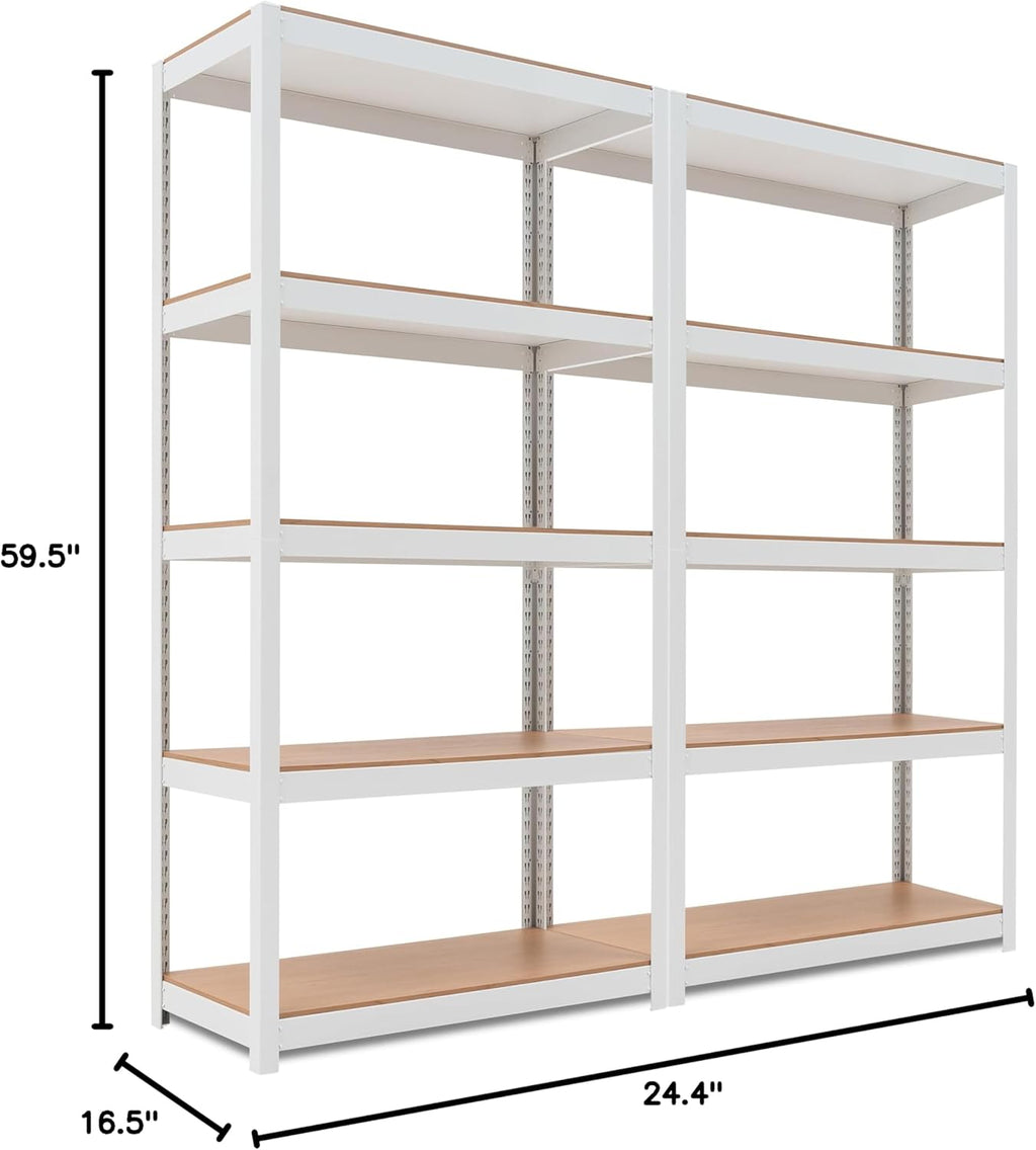 HOMEDANT House 5-Tier Laminated Metal Shelving Unit Adjustable Storage Utility Rack Heavy Duty Shelves Organization Multipurpose Shelf Kitchen Garage Pantry Closet 2Pack
