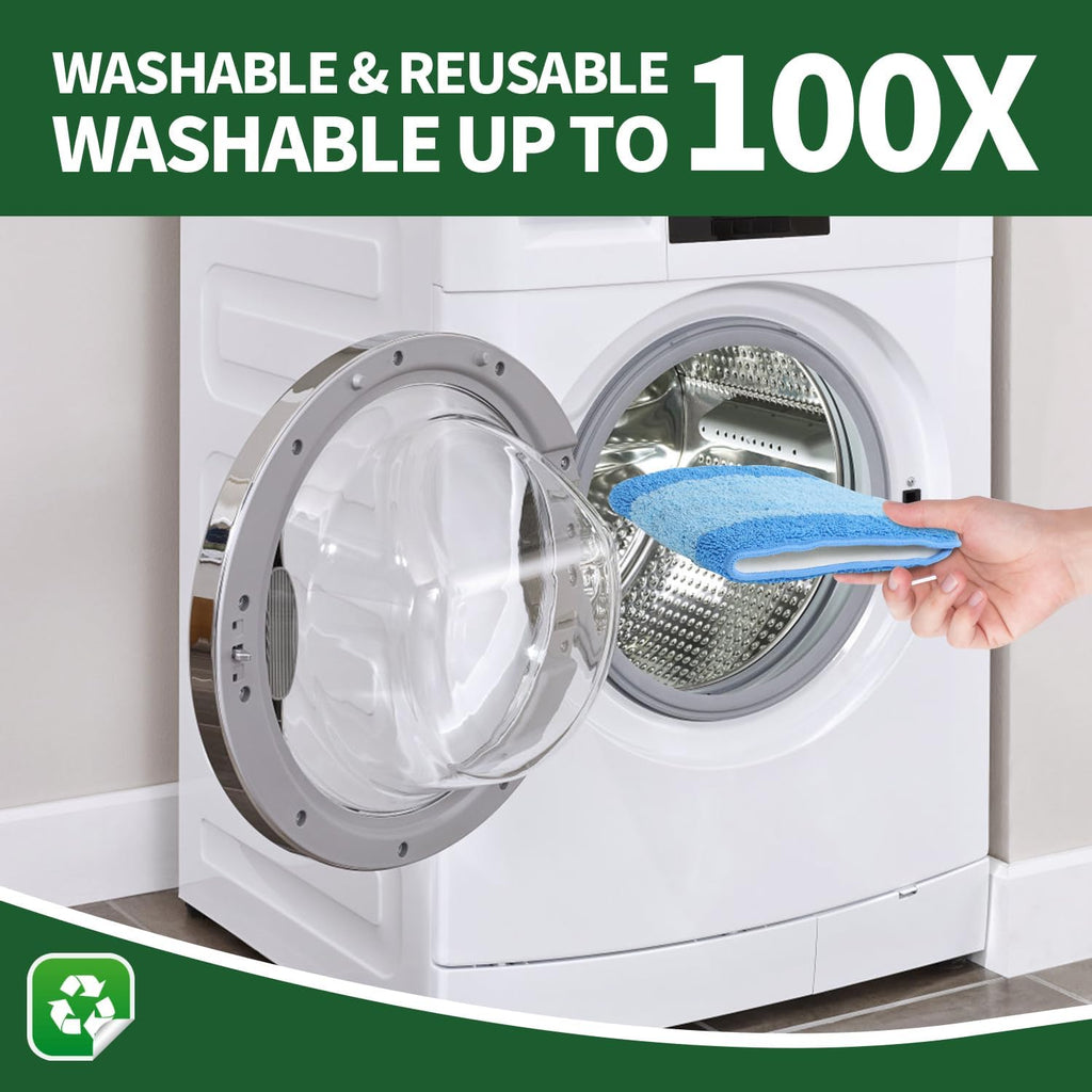 6 Pack Microfiber Cleaning Pads for Bona Mop, Reusable Microfiber Mop Pads for 18 Inch Mop, Hardwood & Hard Surface Floors Replacement Cleaning Mop Pads, Machine Washes