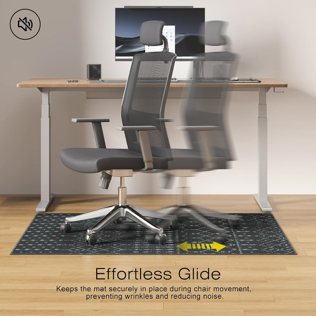 Office Chair Mat for Hardwood & Tile Floors, 55" x 36" Desk Chair Mat, Non-Slip Floor Protector for Rolling Chairs, Machine Washable Area Rug for Home Office, Black