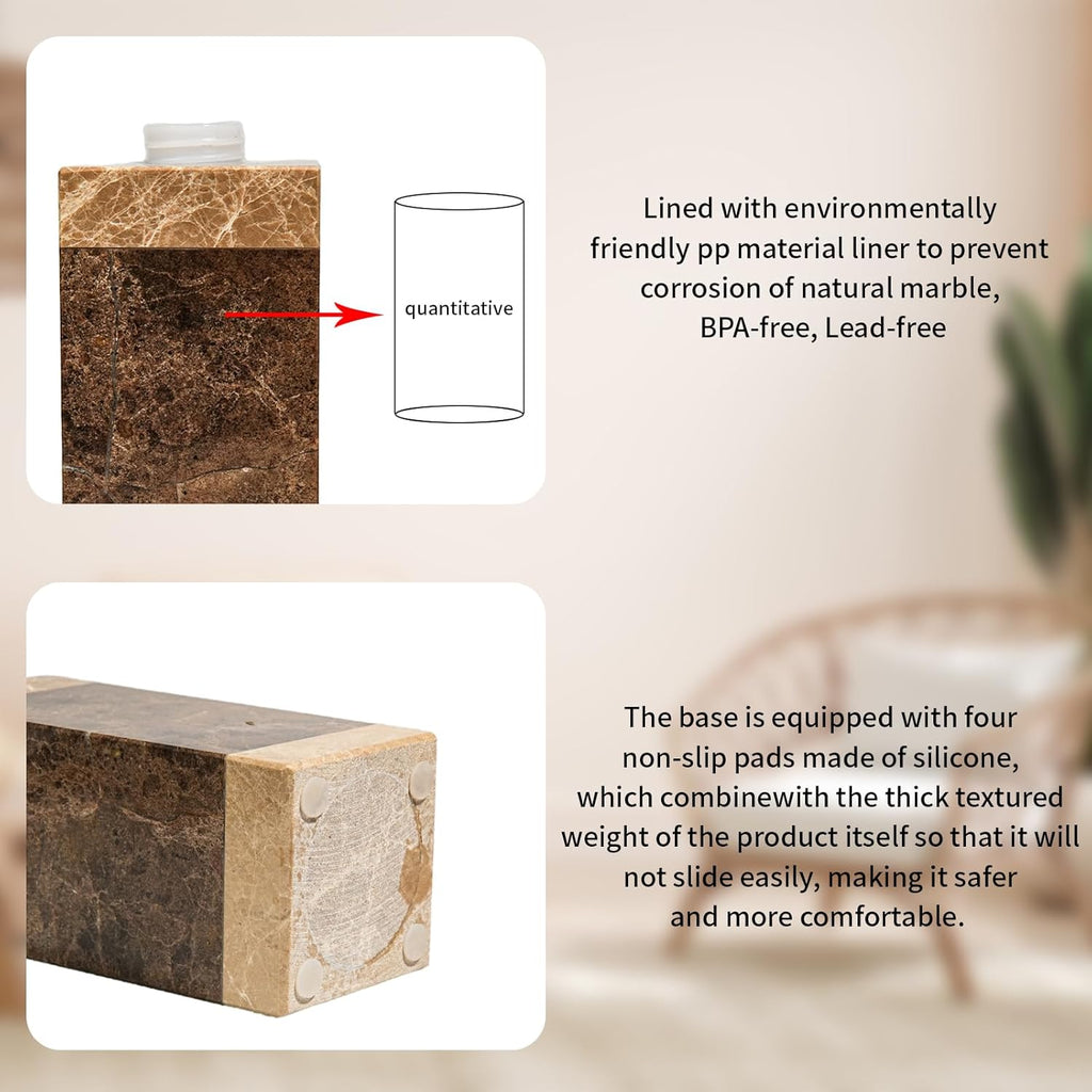 Marble Soap Dispenser, Amaauto Lotion&Hand Soap Dispenser with Stainless Steel Pump for Bathroom Kitchen Countertop, 8 Ounces Soap Dispensers