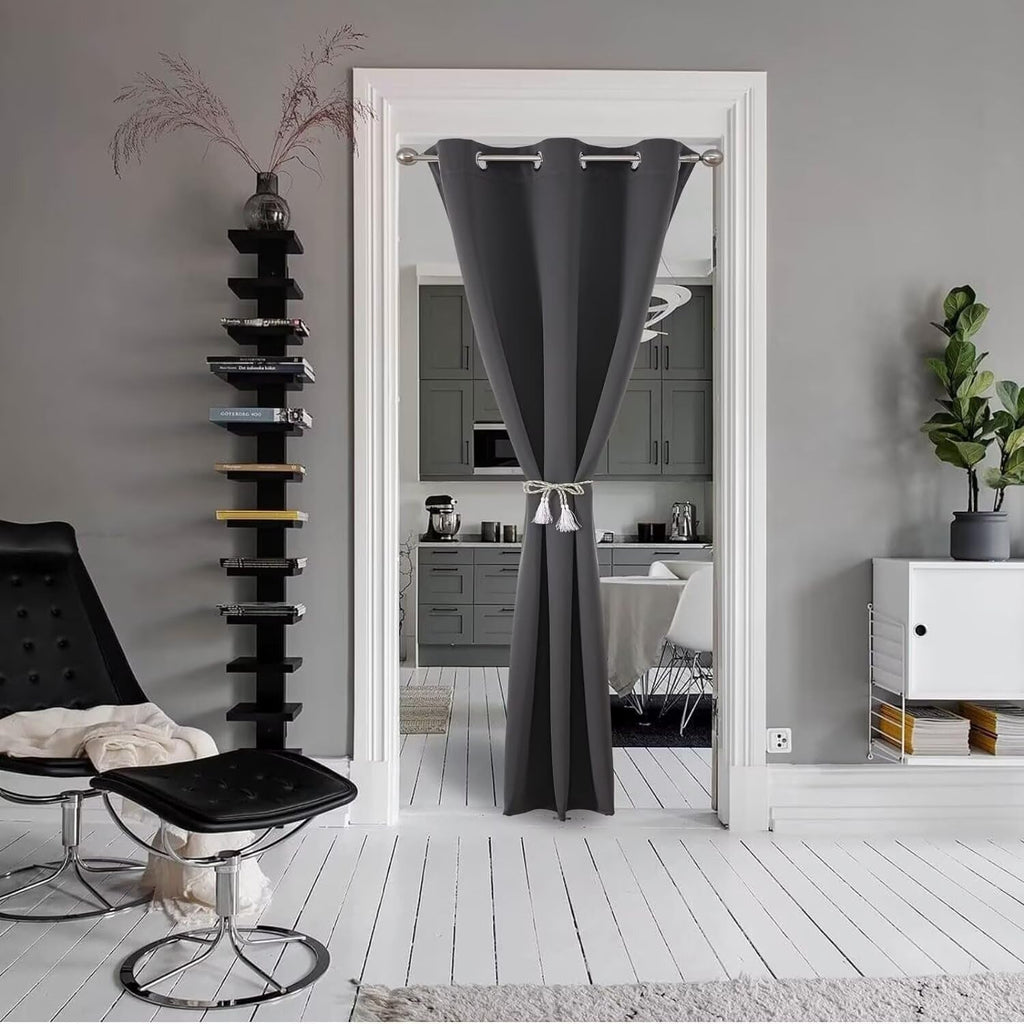 Joydeco Custom Size Door Curtains, Closet and Bedroom Doorway Curtains (Grey)