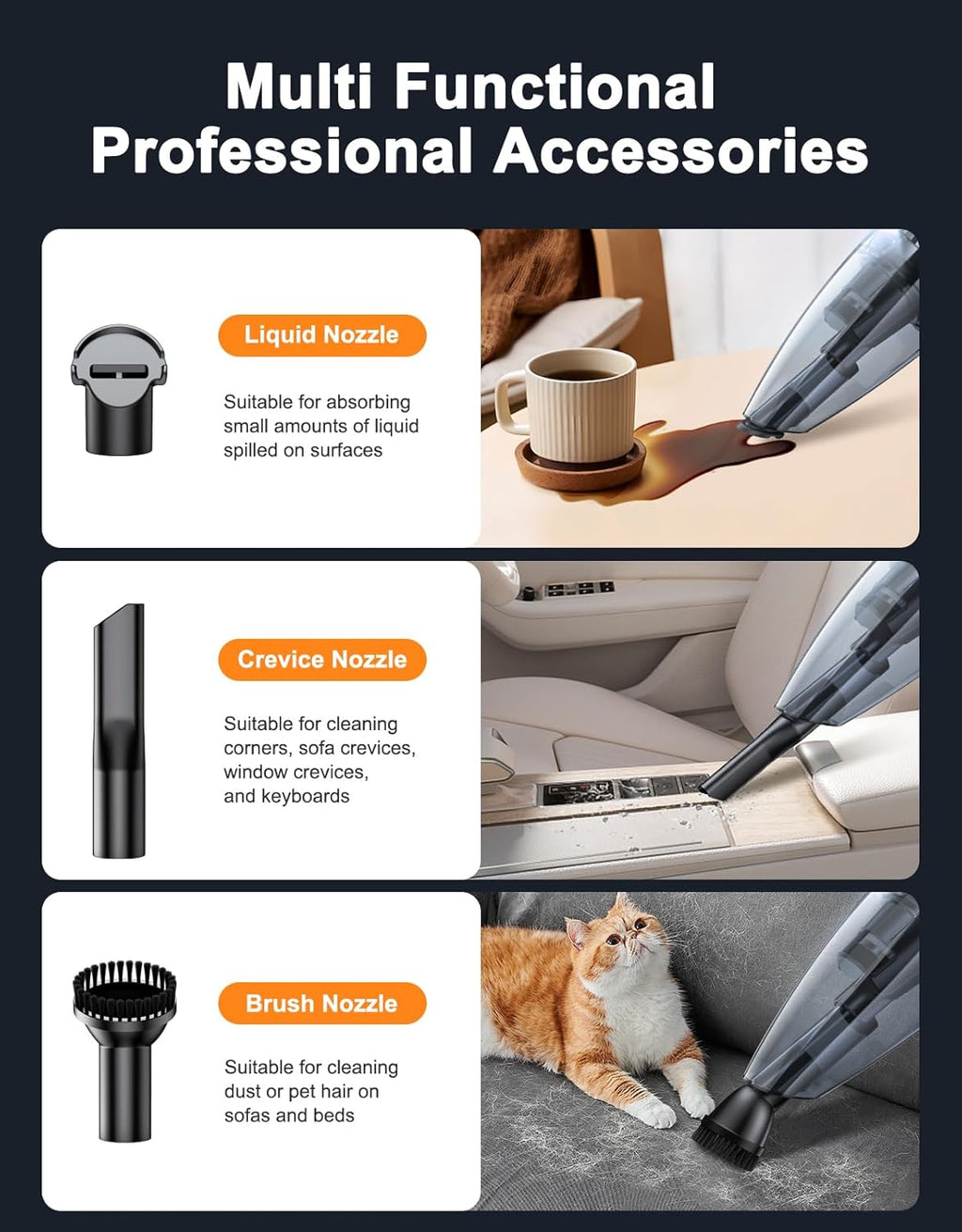 Handheld Vacuum Cordless Rechargeable 9KPA - [2H Fast Charging Dock] Portable Car Vacuum Cleaner High Power Suction with LED Light, 2 HEPA Filters, Dust Busters Wet Dry for Home/Car/Office/Pet