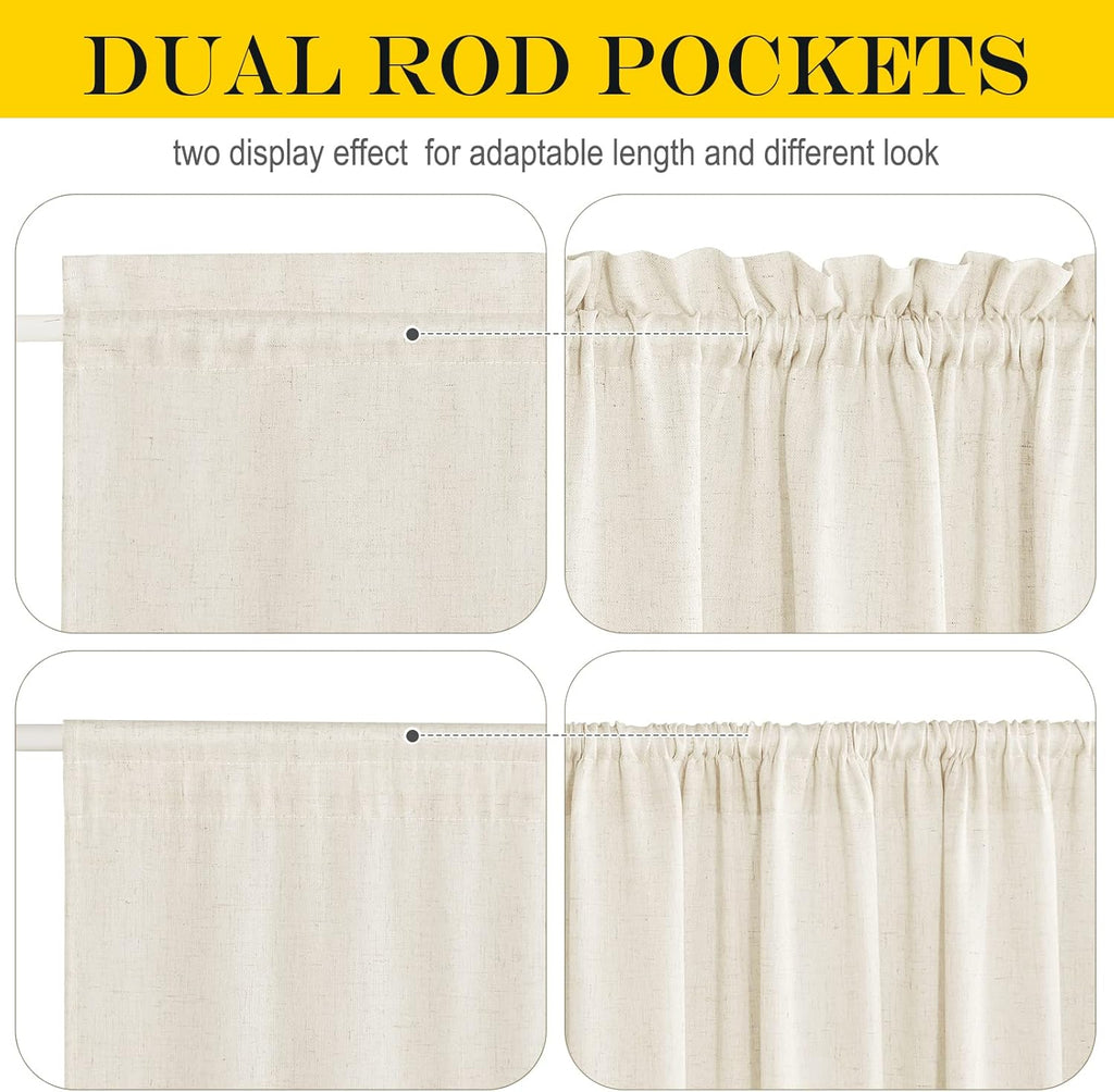 NICETOWN Side Door Curtains for Small Window, French Front Door Window Treatment, Rod Pocket Sidelight Drapes, Sheer Kitchen Curtains with Tieback, 1 Panel, Natural, 12W X 72L