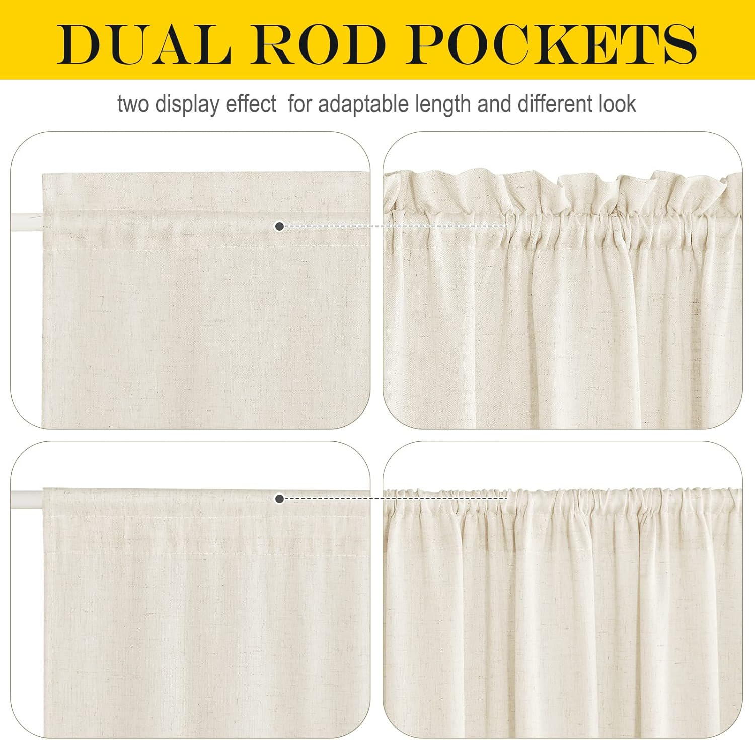 NICETOWN Side Door Curtains for Small Window, French Front Door Window Treatment, Rod Pocket Sidelight Drapes, Sheer Kitchen Curtains with Tieback, 1 Panel, Natural, 12W X 72L