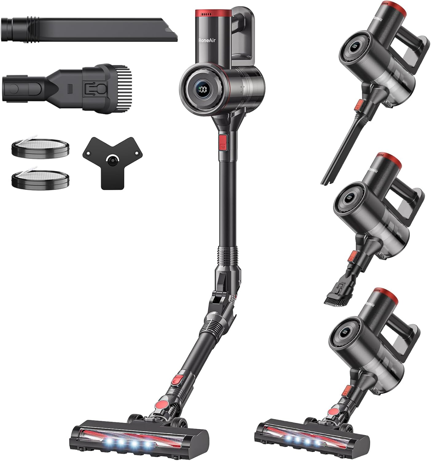 Cordless Vacuum Cleaner with Back-Saving&Self-Standing,Upright Vacuum Cleaners for Home,Anti-Tangle,Powerful Suction,Stick Vacuum Cordless Rechargeable for Hard Floors,Carpets,Pet Hair,Car