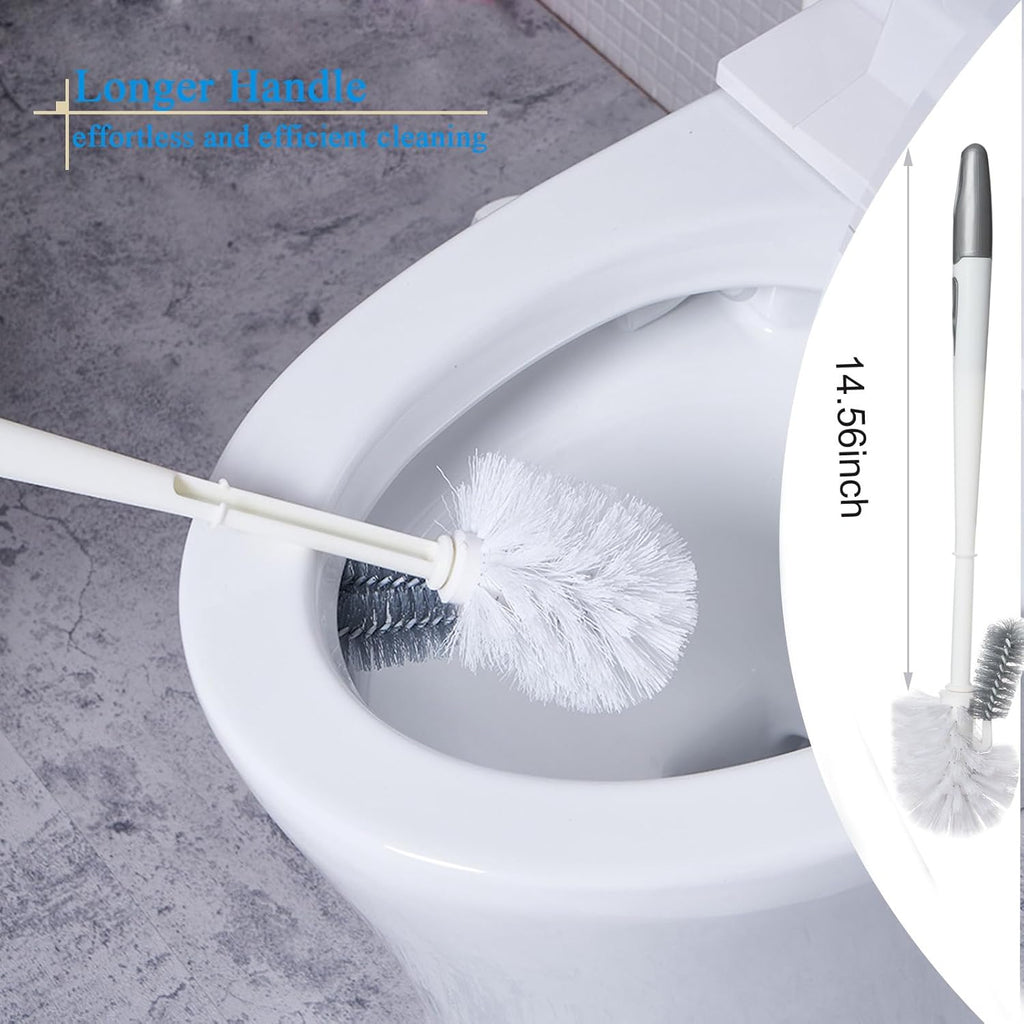 2 Pack Toilet Bowl Brush Without Holder for Bathroom, Under-Rim Double Brush Head, Long Handle Household Cleaning Brushes Set (2 Pack Grey Brush Without Holder)