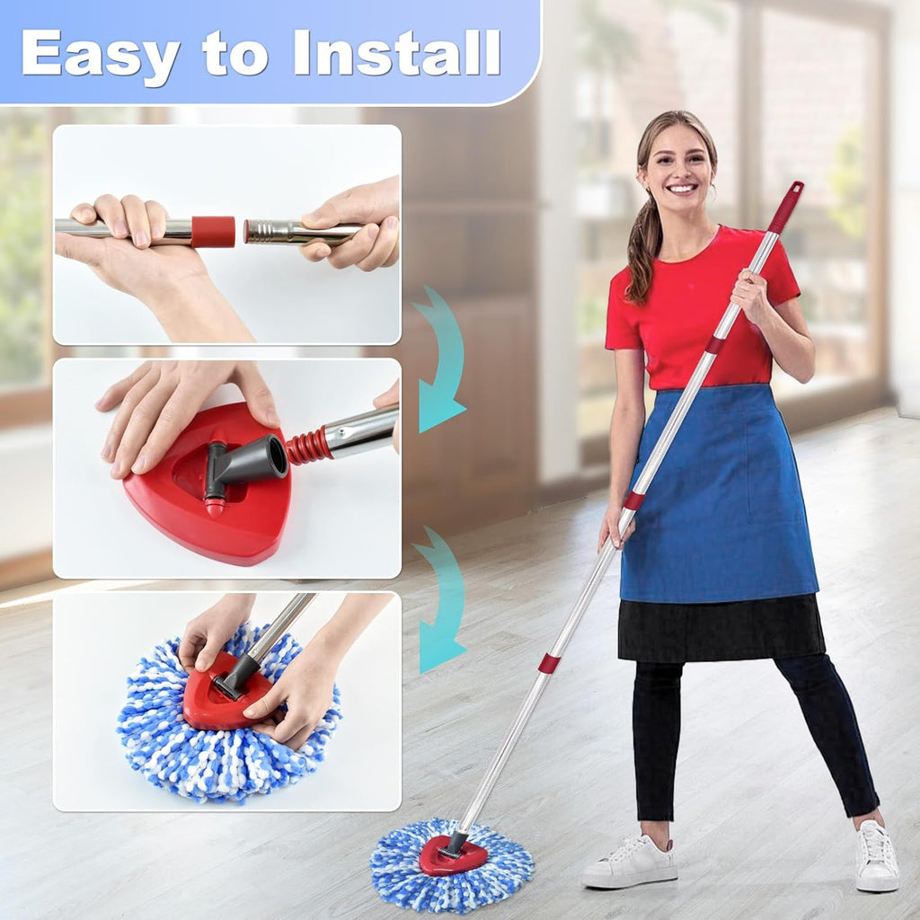 Mop Head Replacement, Base, Mop Handle for Ocedar RinseClean 2-Tank System, 2 Microfiber Mop Refills, Extendable Length 30-59" Mop Handle, Base and Scrubber for All Hard-surfaced Floor