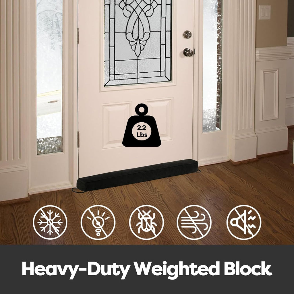 Weighted Door Draft Stopper for Front Door, Easy to Use Heavy 36 inch Door Bottom Winter Cold Air Draft Blocker, for Exterior, Apartment, Back Door, Fits Door Gap Up to 3”, 2.2lb