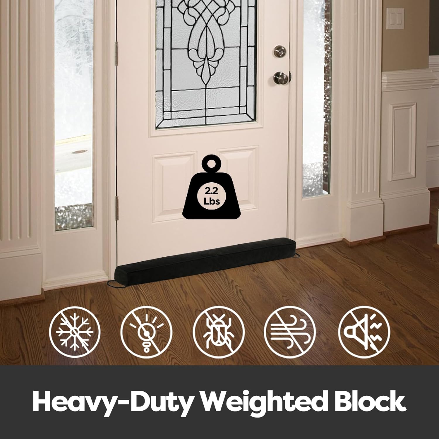Weighted Door Draft Stopper for Front Door, Easy to Use Heavy 36 inch Door Bottom Winter Cold Air Draft Blocker, for Exterior, Apartment, Back Door, Fits Door Gap Up to 3”, 2.2lb