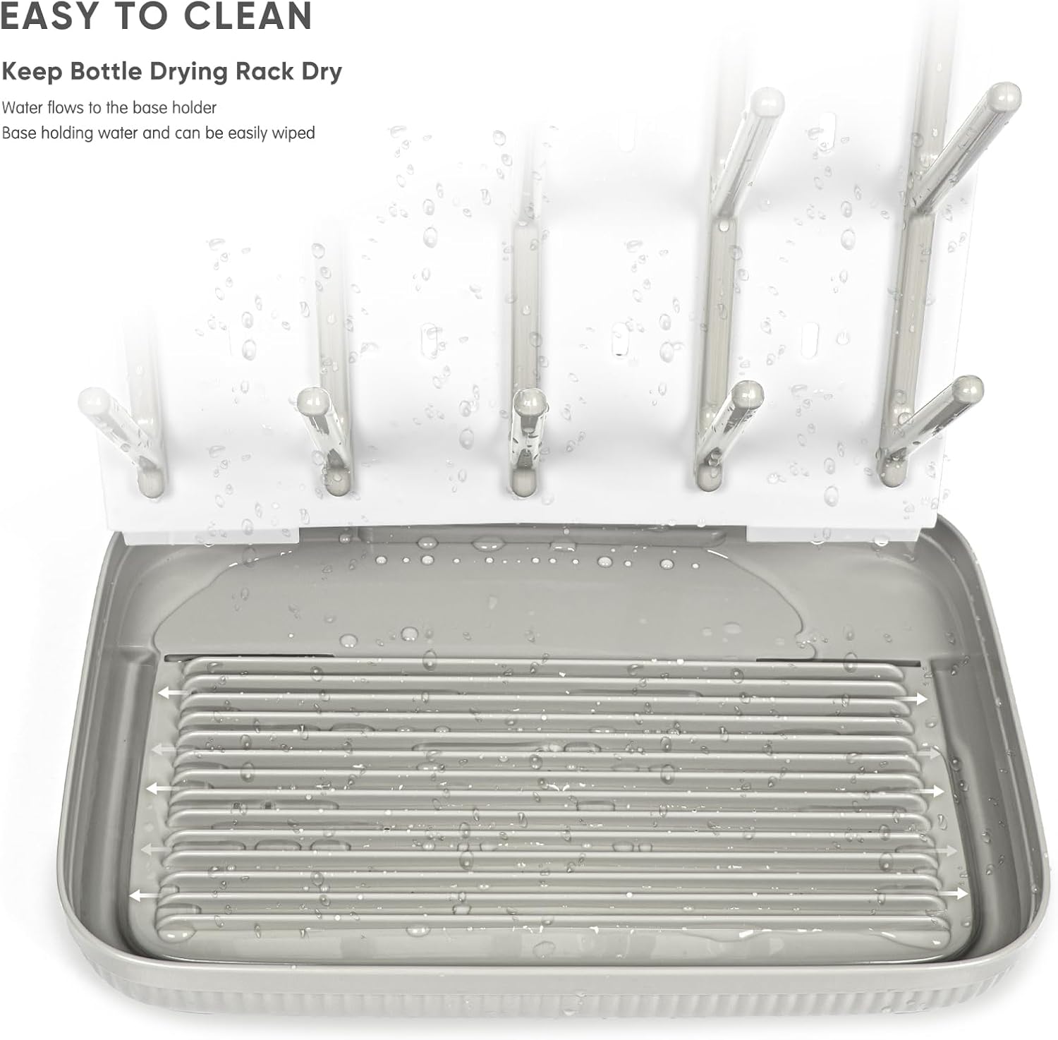 Termichy Baby Bottle Drying Rack: Large Vertical Bottle Dryer Rack Holder - Space Saving Standing Drying Rack for Baby Bottles and Pump Part Cleaning (Khaki)