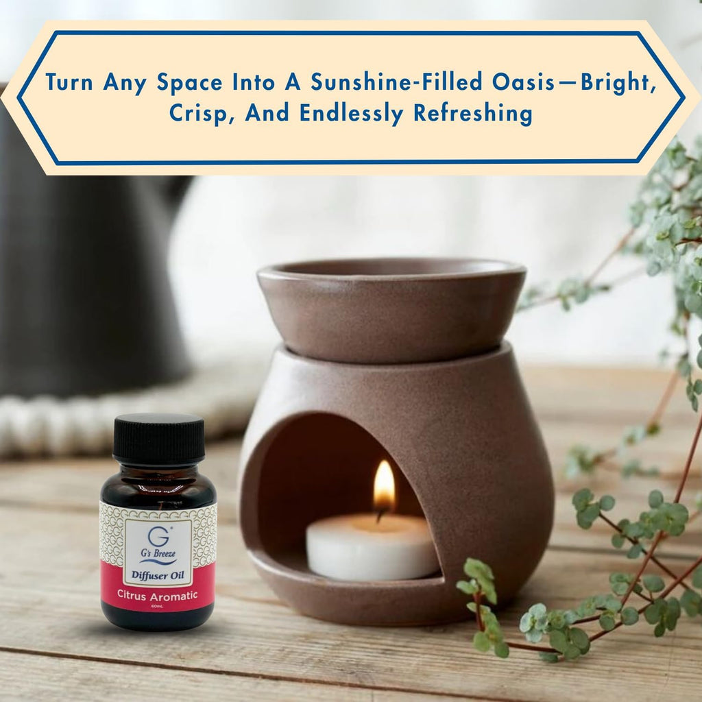 G's Breeze Citrus Aromatic Diffuser Oil Refill - Energize and Cheerful Essence - Fruity Scent of Sun-Kissed Citrus Fruits for Vibrant Atmosphere – Ideal for Home & Office – Long-Lasting Aroma - 60 ML