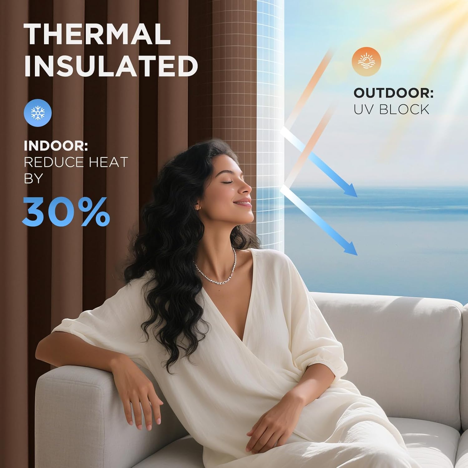 Joydeco Blackout Door Curtain for Doorway Privacy 78 Inches Long, Grommet Closet Curtain for Open Closet, Room Divider for Bedroom Living Room (Brown, 40Wx78L, 1 Panel)