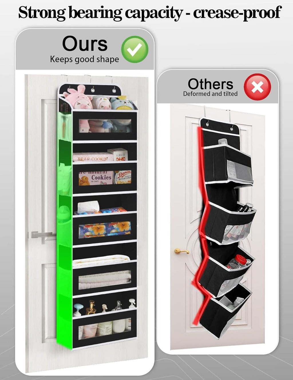 Over The Door Organizer, 5 Shelves Closet Door Hanging Organizer with 10 Mesh Pockets, Nursery Closet Organizer, Baby Essentials, Dorm Room Essentials for Girls