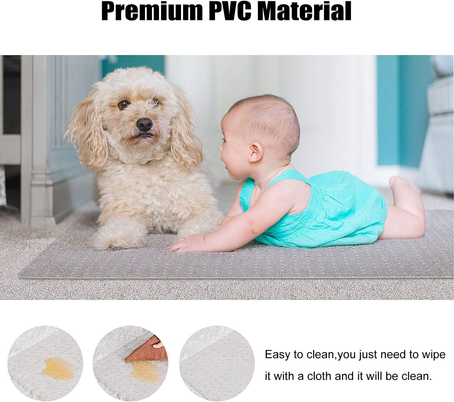 Kuyal Desk Chair Mat for Carpet, 36'' x 48'' Rectangle Transparent Mats for Chairs Good for Desks, Office and Home, Easy Glide, Protects Floors for Low and No Pile Carpeted Floors