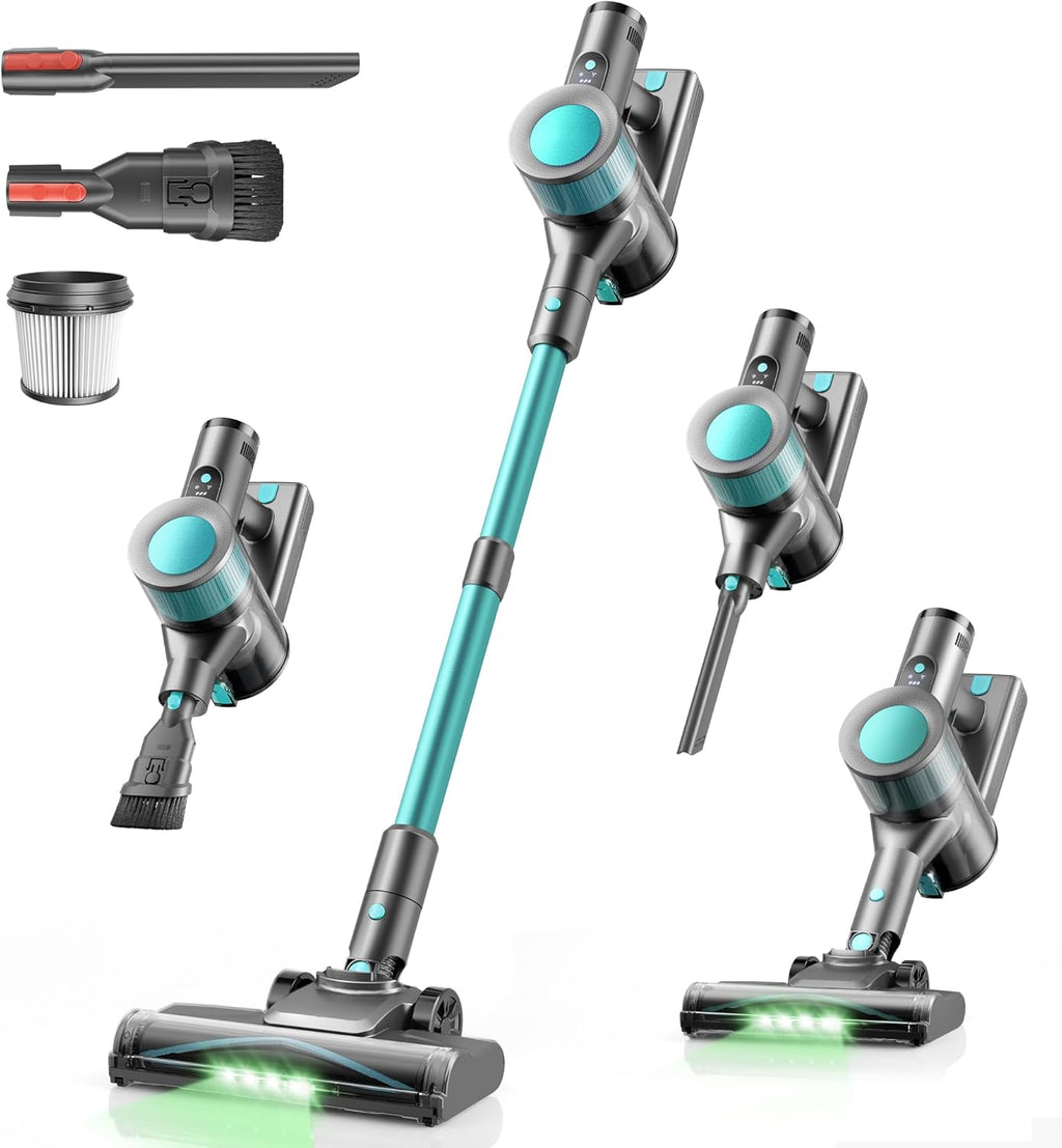 Dzaki Cordless Vacuum Cleaner, Stick Vacuum with Smart LED Display, 50KPA 55Mins Vacuum Cleaners for Home, Powerful Suction, Anti-Tangled Lightweight Rechargeable Vac for Pet Hair, Carpet, Hard Floor