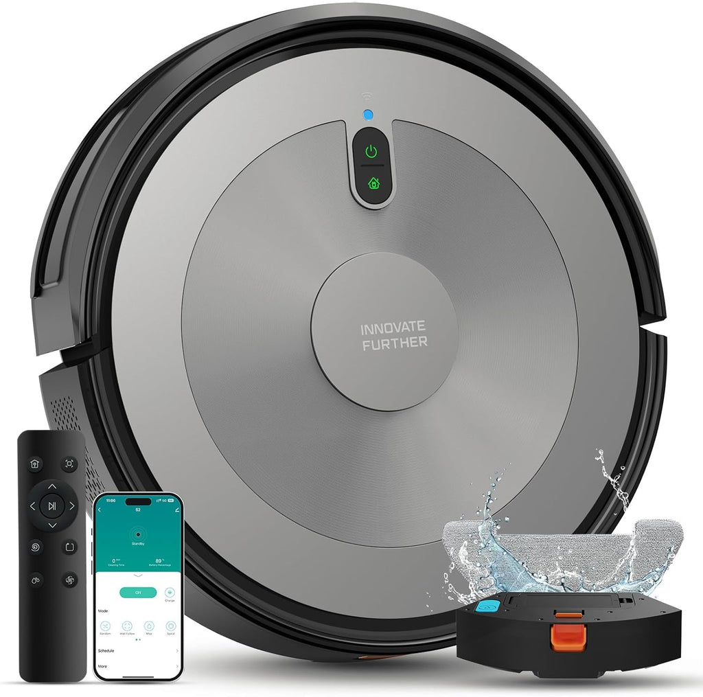 Robot Vacuum and Mop: 3000Pa Robotic Vacuum Cleaner for Under Furniture Bed, 3-in-1 Robot Vacuum and Mop Combo, Gyro Navigation, 0.59" Obstacle Climb, App Alexa Control for Hard Floors Low-Pile Rugs