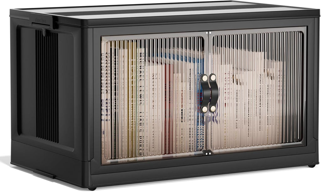 Jalove 30Gal Large Storage Bins with lids, 120QT Plastic Stackable Storage Containers with Wheels, Collapsible Closet Organizer and Storage Drawers,Clothes Organization for Cabinet Home, 1Pack Black