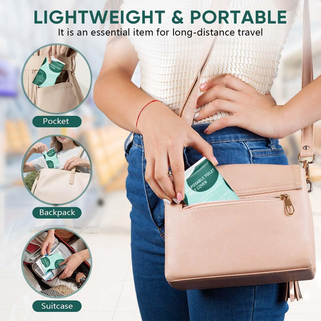 120 Pcs Disposable Flushable Paper Toilet Seat Covers Travel Supplies Essentials for Airplane, Public Restrooms, Bathroom, Hotels, Camping, Kids or Adults