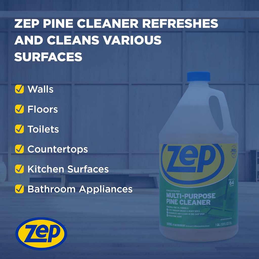 Zep Concentrated Multi-Purpose Pine Cleaner - 128 oz (Case of 4)- ZUMPP128 - Multi-Purpose Cleaner for Professional, Commercial and Household Use, From the Bathroom to Kitchens and Dining Rooms