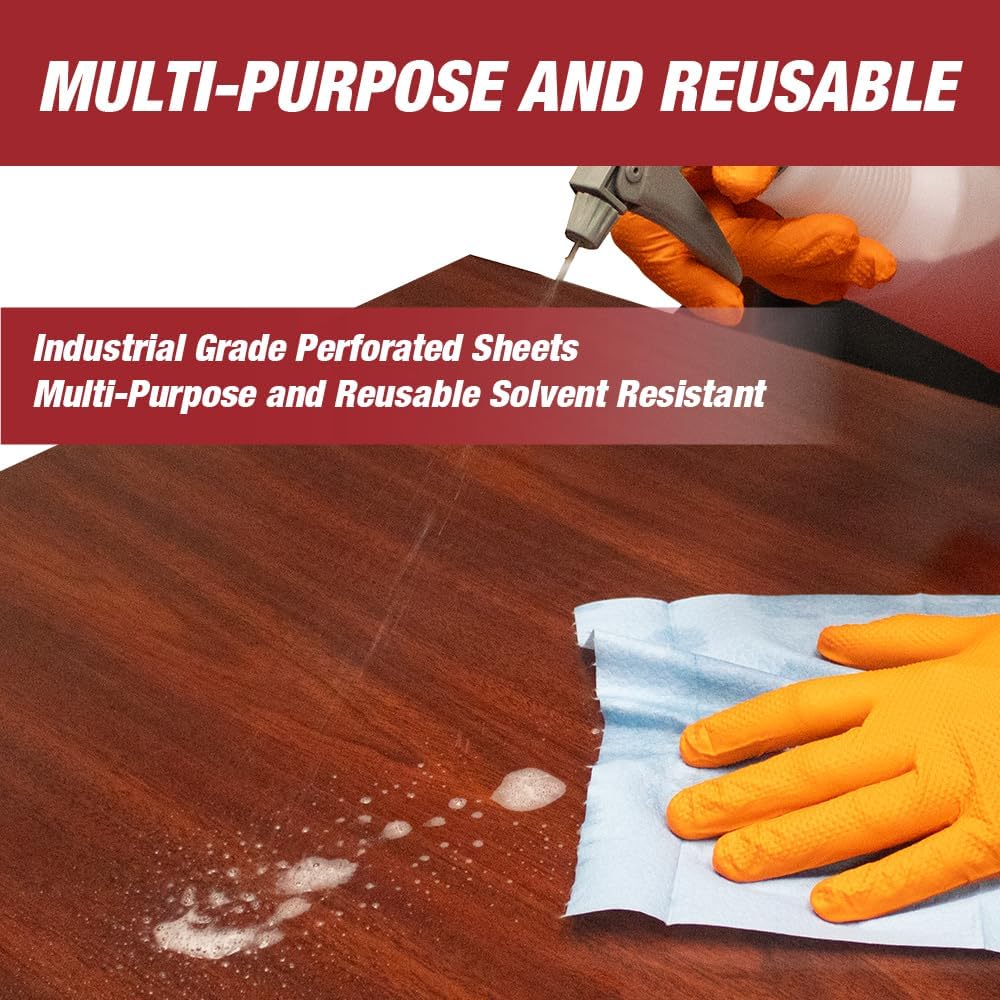 Lauco Prep Wipe Lint-Free Towels – Heavy Duty Cloths for Household & Industrial Use, Disposable Rags, Nonwoven Wipes, 300-Pack, 9" x 17" (Blue)