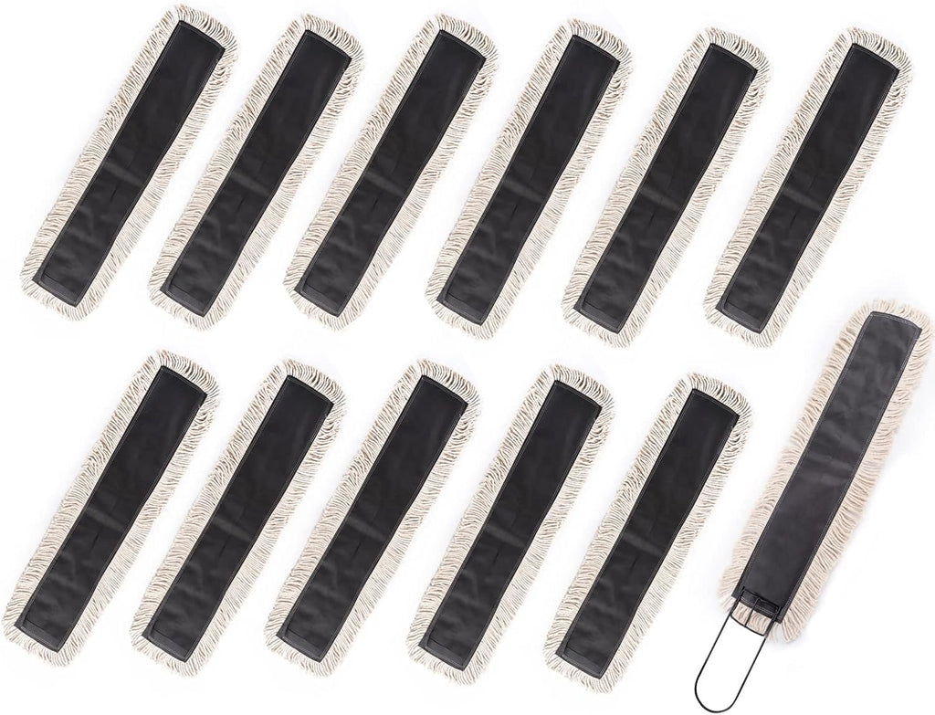 Matthew Cleaning 36'' High Strength Disposable Dust Mop Cotton Cut-end Yarn Mop Replacement Heads for Residential & Commercial Fit Standard Dust Mop Frames, Hardwood, Laminate, Concrete Floors 12Pack