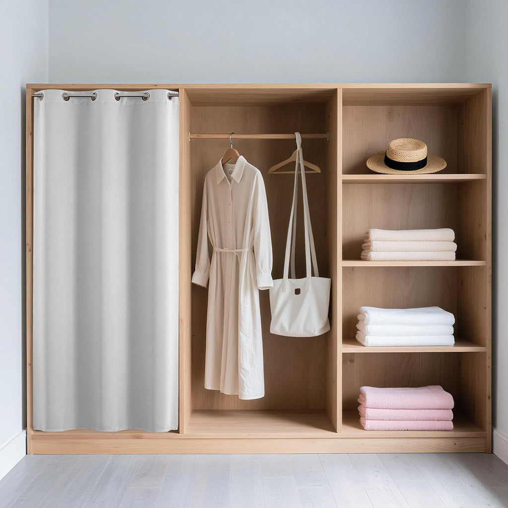 Joydeco Blackout Door Curtain for Doorway Privacy 78 Inches Long, Grommet Closet Curtain for Open Closet, Room Divider for Bedroom Living Room (Greyish White, 40Wx78L, 1 Panel)