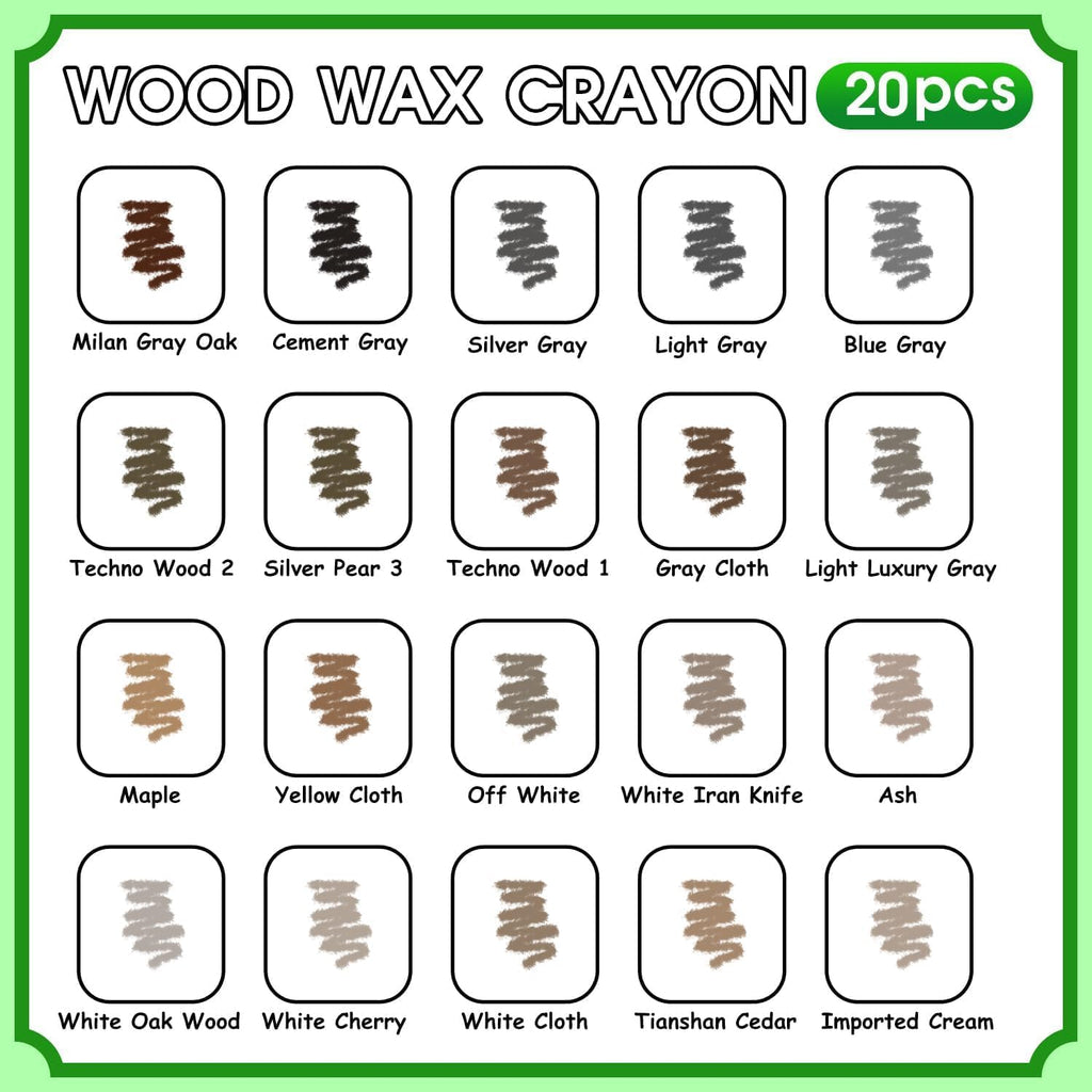 Furniture Markers Touch Up, 20 Colors Wood Filler Sticks, Wood Wax Crayons for Repairing Scratches, Scuffs, Cracks, Holes on Furniture, Floors, Cabinets, Tables, and Doors - Curry Gray Series