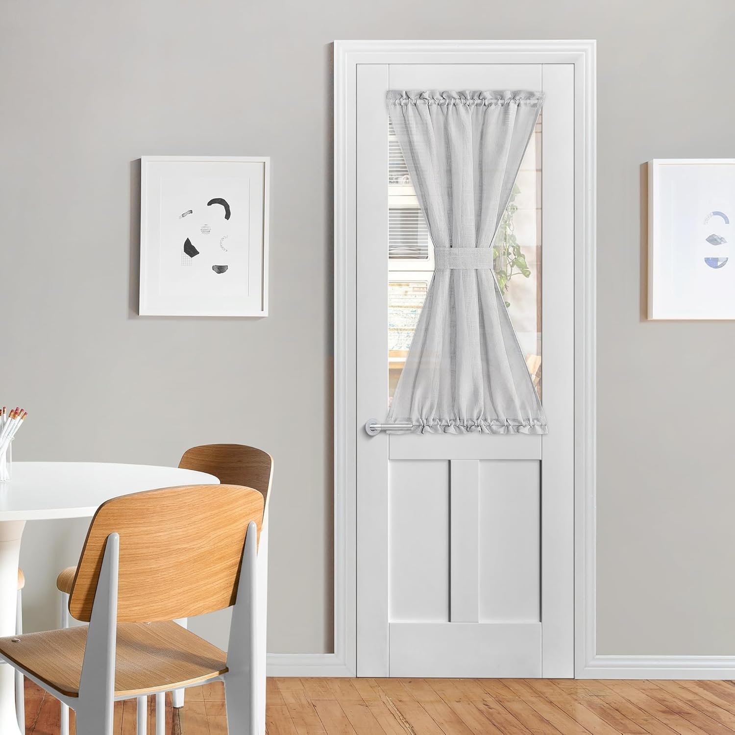 NICETOWN Light Grey Sidelight Curtain, Light Filtering Side Front Door Curtains for Small Window, French Door Curtain for Window Cover, 26W X 50L with Tieback, 1 Panel