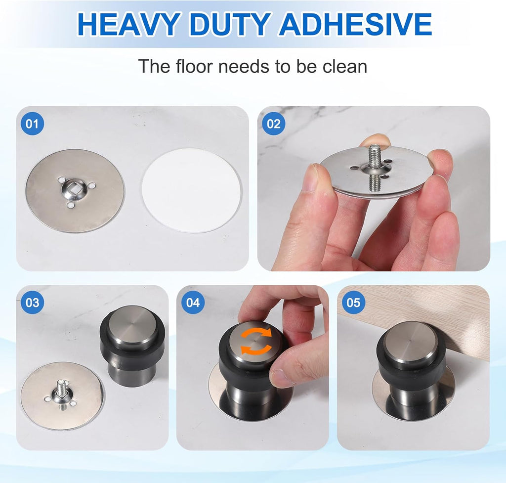 PATIKIL 3Set Round Door Stoppers, 60mm Stainless Steel Door Stop Doorstop Wedge Metal Cylinder Self Adhesive with Screw for Bottom of Door Floor Inside, Copper Tone