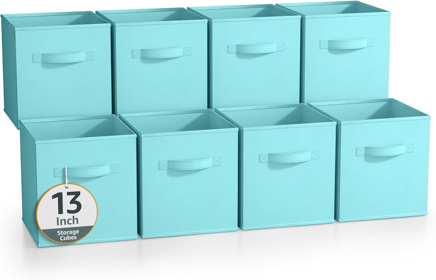 Sorbus 13 Inch Storage Bins - Sturdy Collapsible Fabric Storage Cubes with Handle - 8 Foldable Baskets for Organizing Clothes, Toys, Books - Storage Baskets for Shelves, Closets