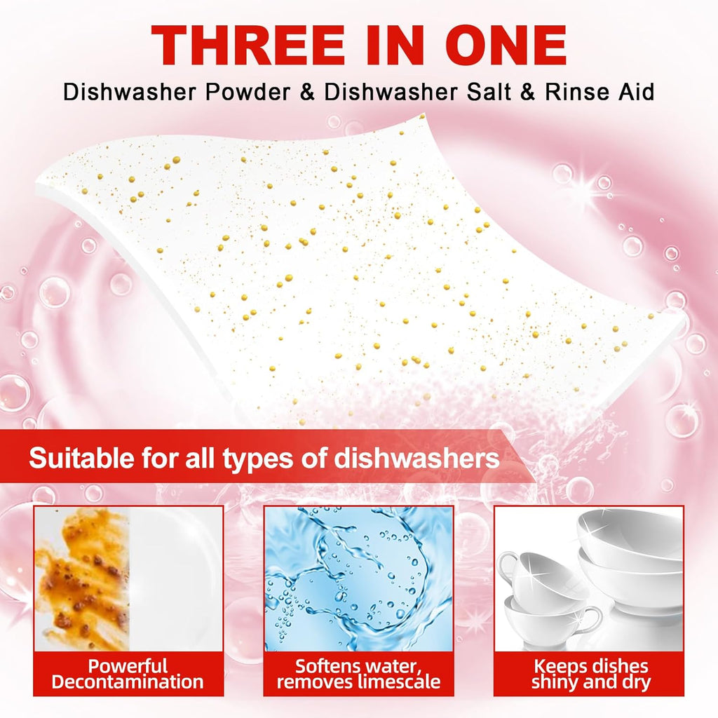 Eco Dishwasher Detergent Sheets Up To 160 Loads, Grapefruit Scent Plastic Free Dishwashing Soap Strips With High Efficient Solid Enzyme, Leaving Dishes Sparkling Clean