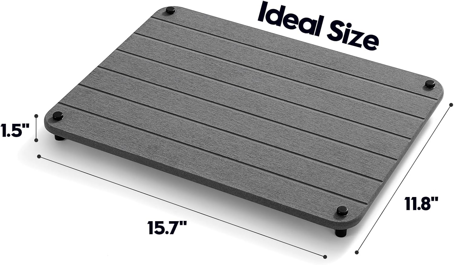 Stone Dish Drying Mat for Kitchen Counter, Water Absorbing Bathroom Tray Sink Organizer, Diatomaceous Earth Countertop Dish Rack Riser Sponge Holder Soap Dish, Dark Gray, 16" x 12"