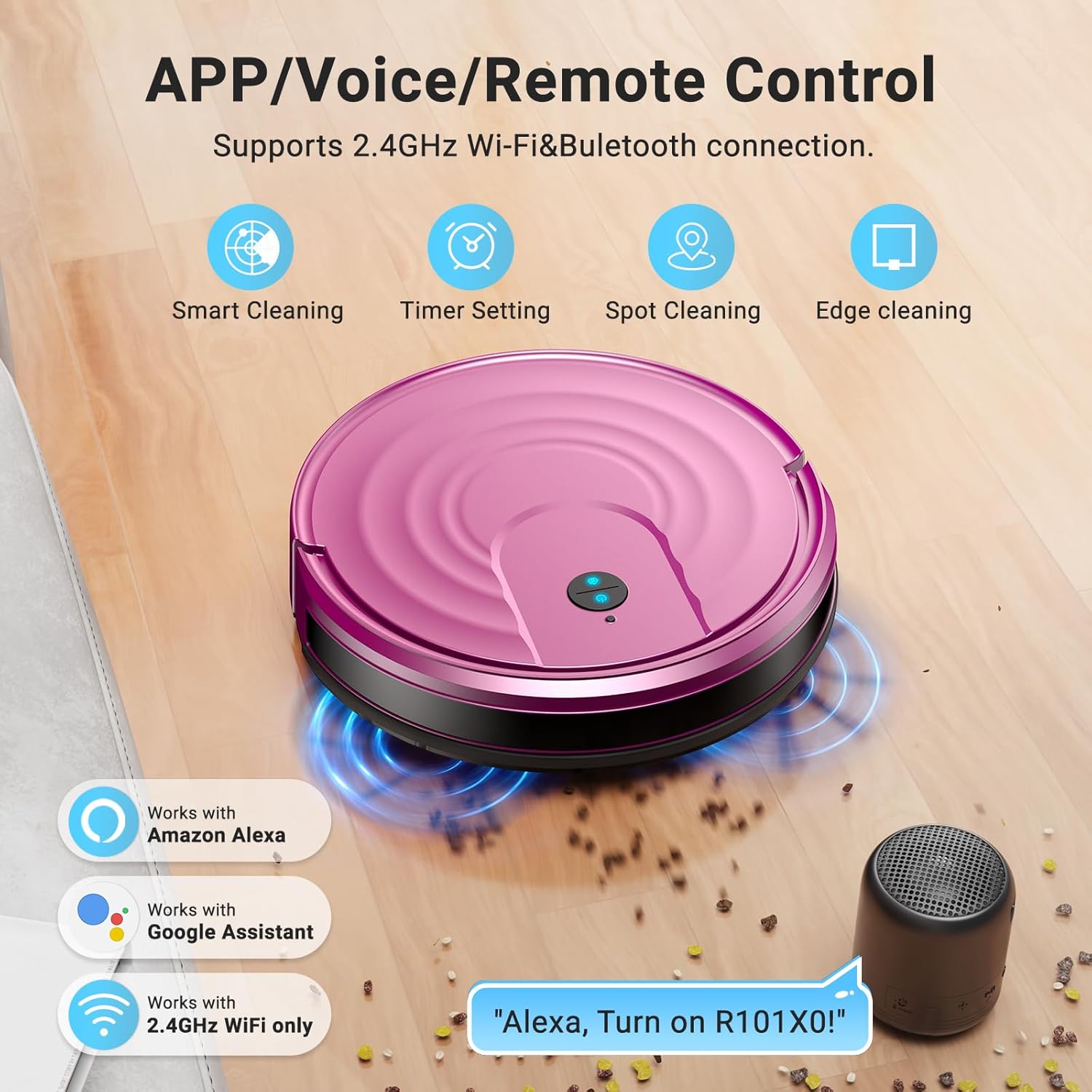 Robot Vacuum and Mop Combo 5000Pa 650mL 2 in 1 Mopping Robot Vacuum Cleaner Schedule WiFi/Alexa/App Smart Self-Charging Robotic Vacuum Ultra-Slim