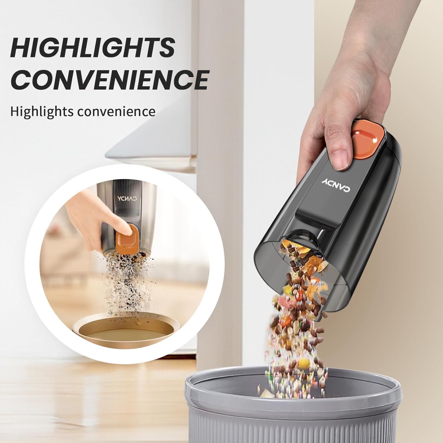 Candy Corded Stick Vacuum Cleaner, Powerful Suction Handheld Vacuum with One-Click Dust Disposal, 3-in-1 Use for Hard Floor, Ceramic Tile, 0.8 Liters Capacity, Easy Clean