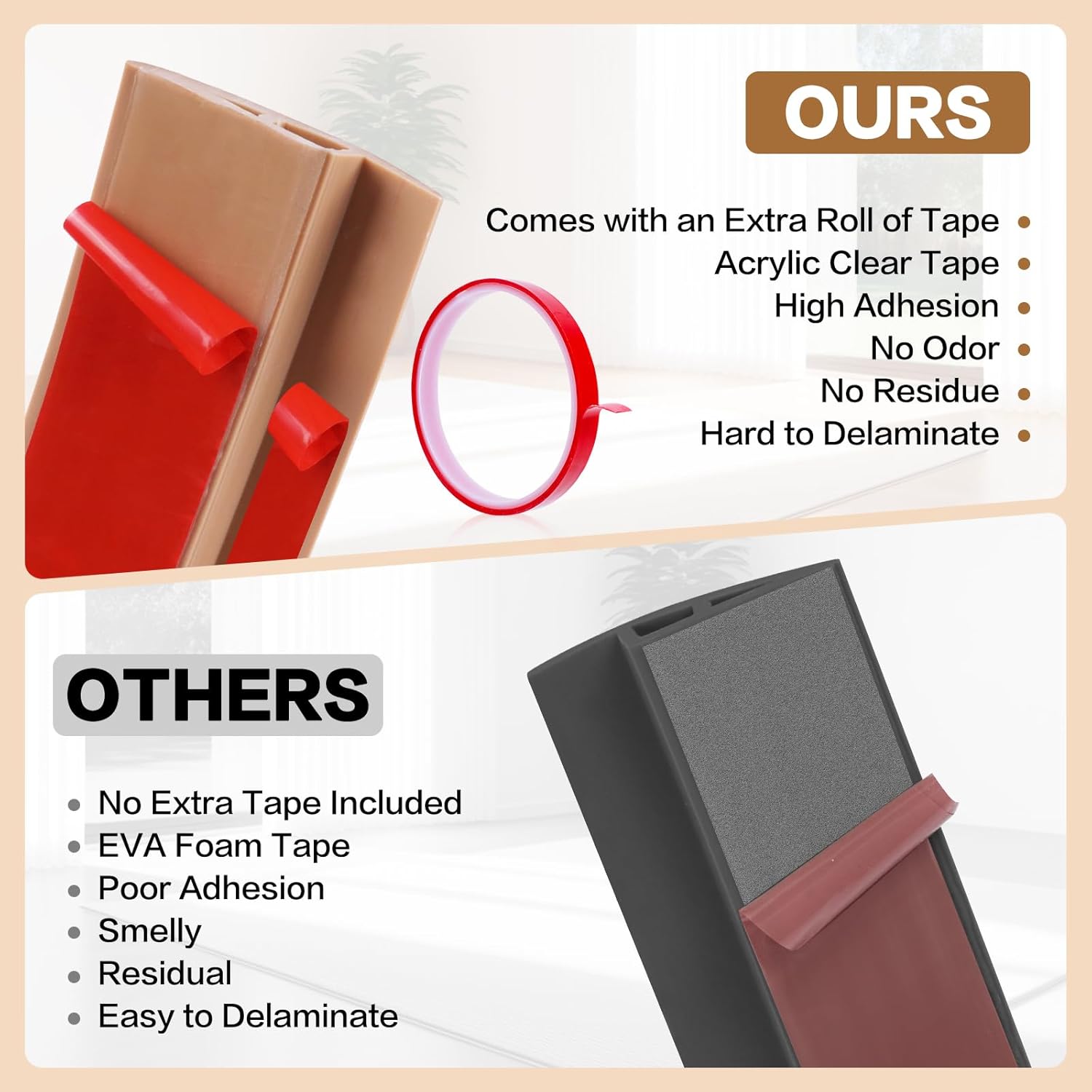 Floor Transition Strip Vinyl Door Threshold Ramp Self Adhesive Carpet Edging Strip Doorway Edge Trim, Overlap Edge Reducer for Laminate Carpet, Floor, Tile (Brown Wood Grain, 1/5" to 2/5", 3.3Ft)