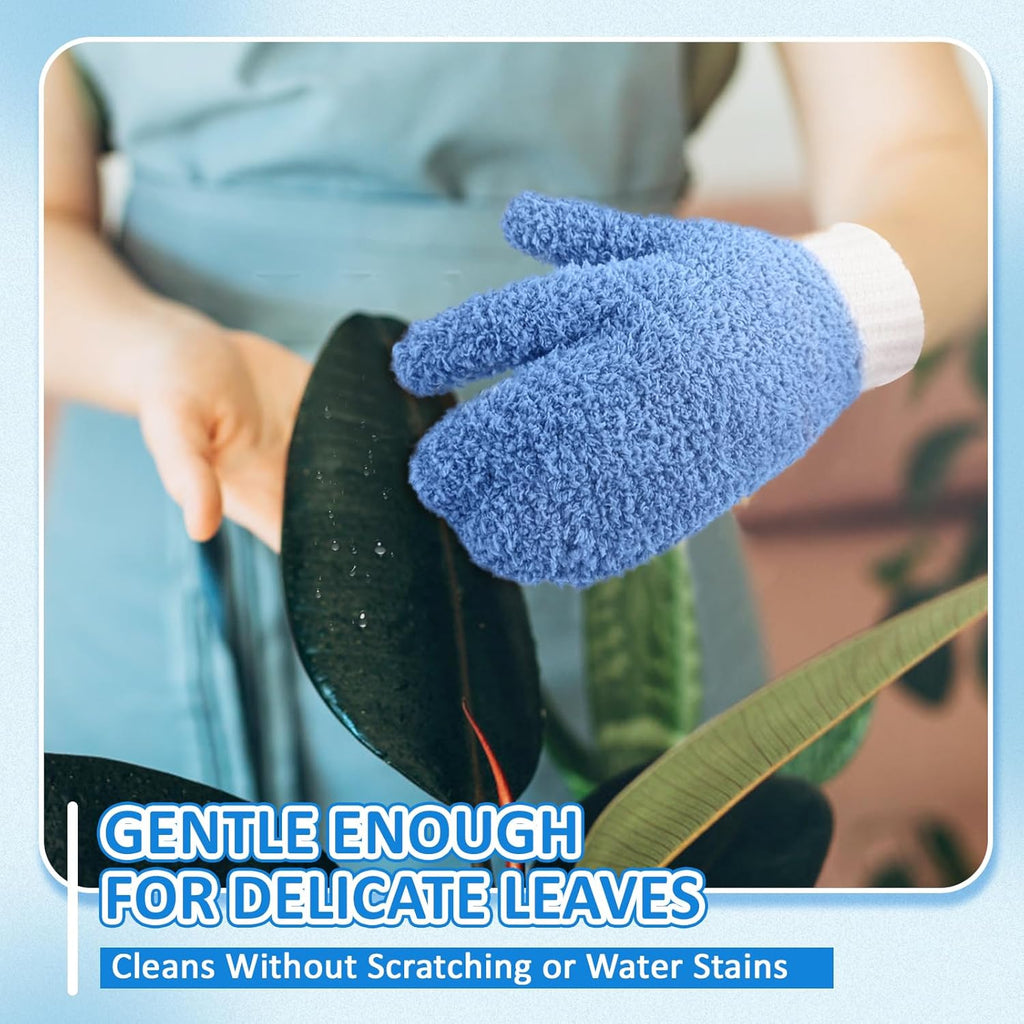MIG4U Microfiber Dusting Gloves House Cleaning Glove for Blinds, Windows, Shutters, Furniture, and Car, Reusable Lint-Free Blue S/M