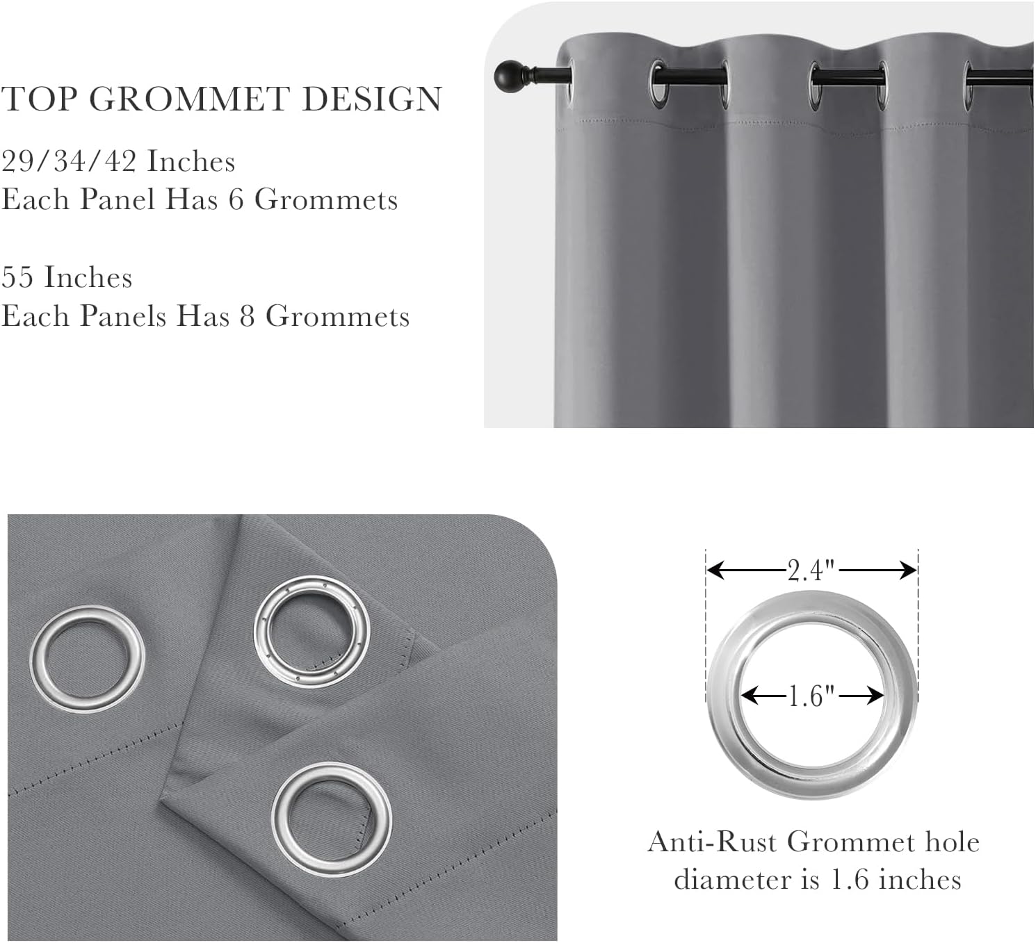 PONY DANCE Short Blackout Curtains for Kitchen, Black Out Thermal Insulated Window Drapes Grommet Room Darkening Half Window Curtains for Studio Dorm Loft(2 Panels, W 42 x L 36 inches, Silver Grey)