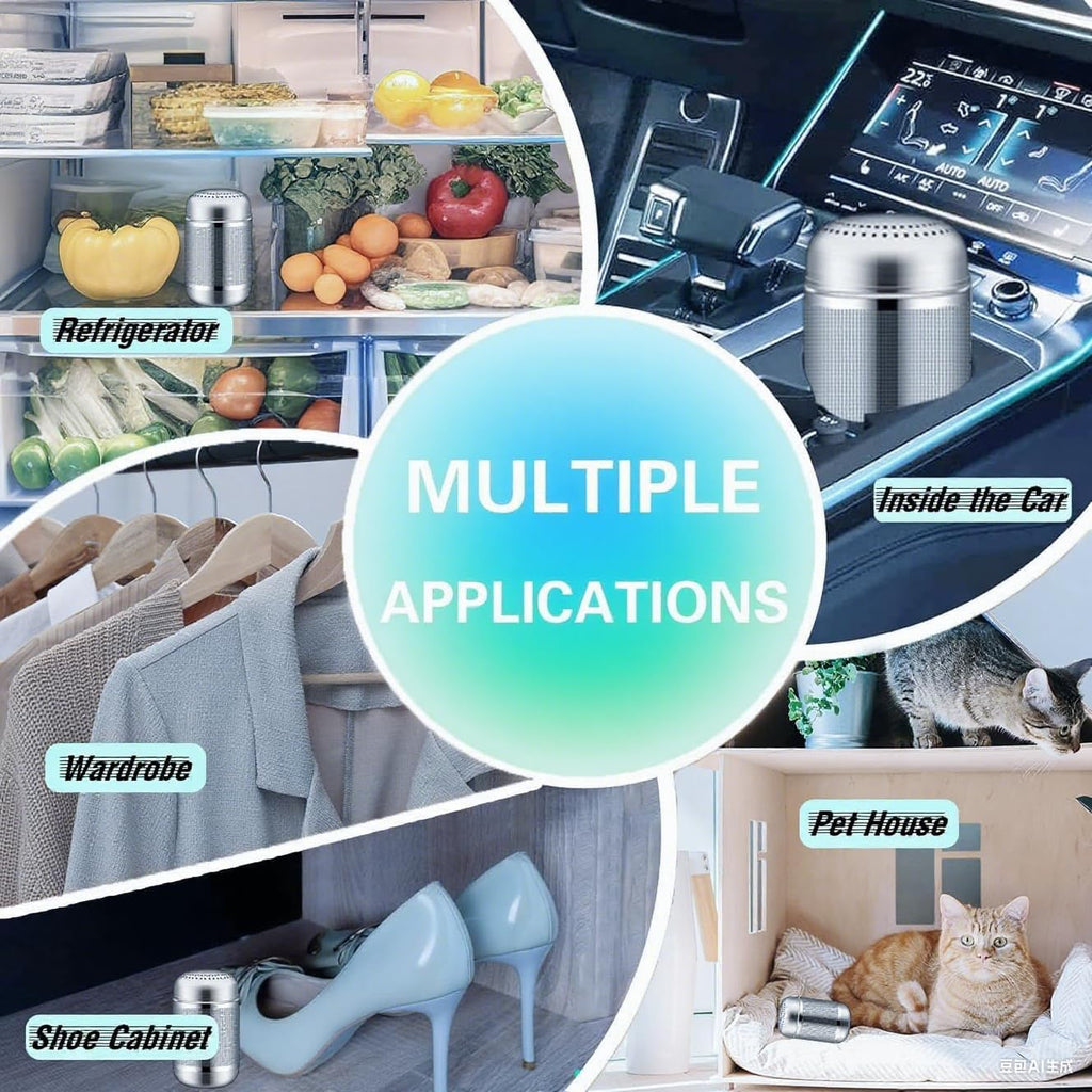 Fridge Deodorizer Odor Eliminators – Activated Carbon, 10-Year Lifespan for Fridge & Freezer, Room, RV, Car, Closet, Shoe Cabinets and more