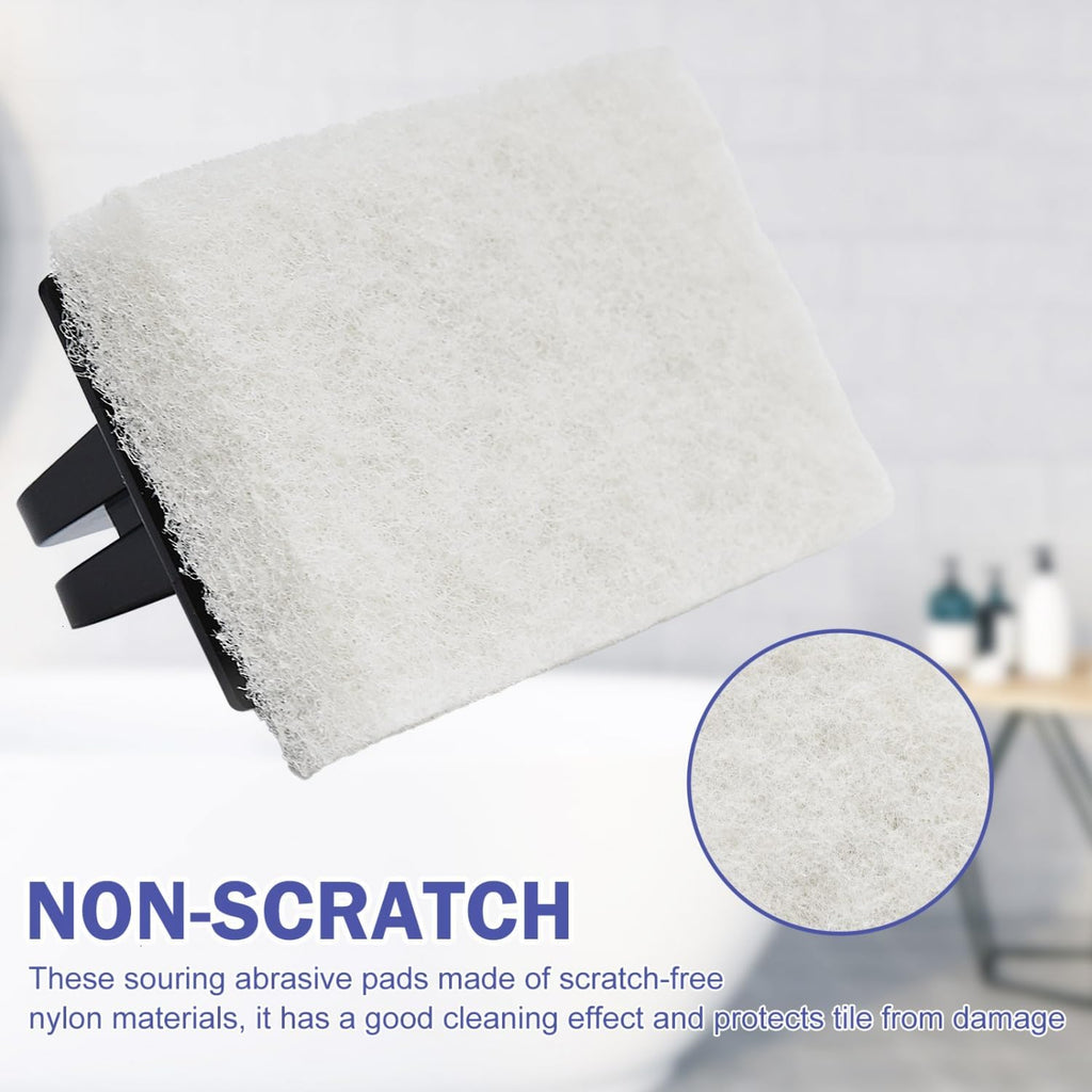 YoleShy Handled Scrubber Set, Non-Scratch Bathroom Scrubbing Pads, Bathtub Scrubber with Handle, Reusable Cleaning Sponge for Shower Tile, Bathtube, Sink, Spas Tubs & Swimming Pool Step