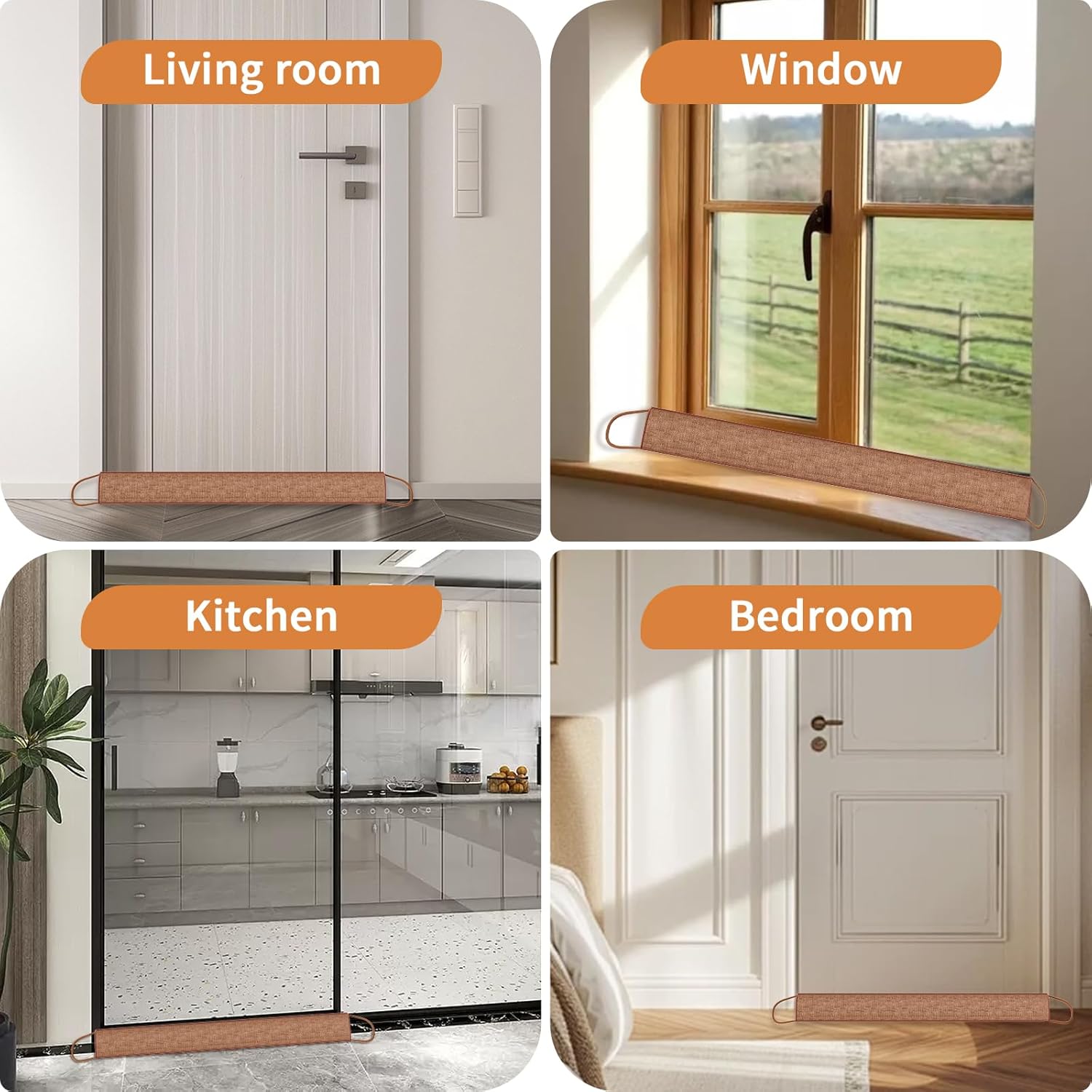 QUOLIX Triangle Under Door Draft Stopper Bottom Door Gap Filler & Seal Windproof Coating Cover Fits 30” to 36” Door Block Noise, Sound, Hot Air, Light, Bugs Easy Install Draft Blocker (32 inch-Brown)