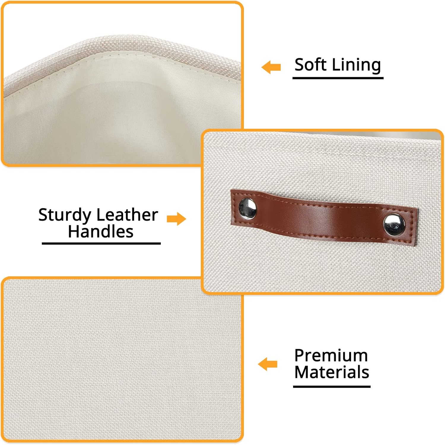 DULLEMELO Large Storage Baskets, Fabric Storage Bins for Organizing Clothes, Large Storage Bins with Handles for Shelves Closet Organizers, Fabric Storage Baskets for Toy Organizers(Beige)